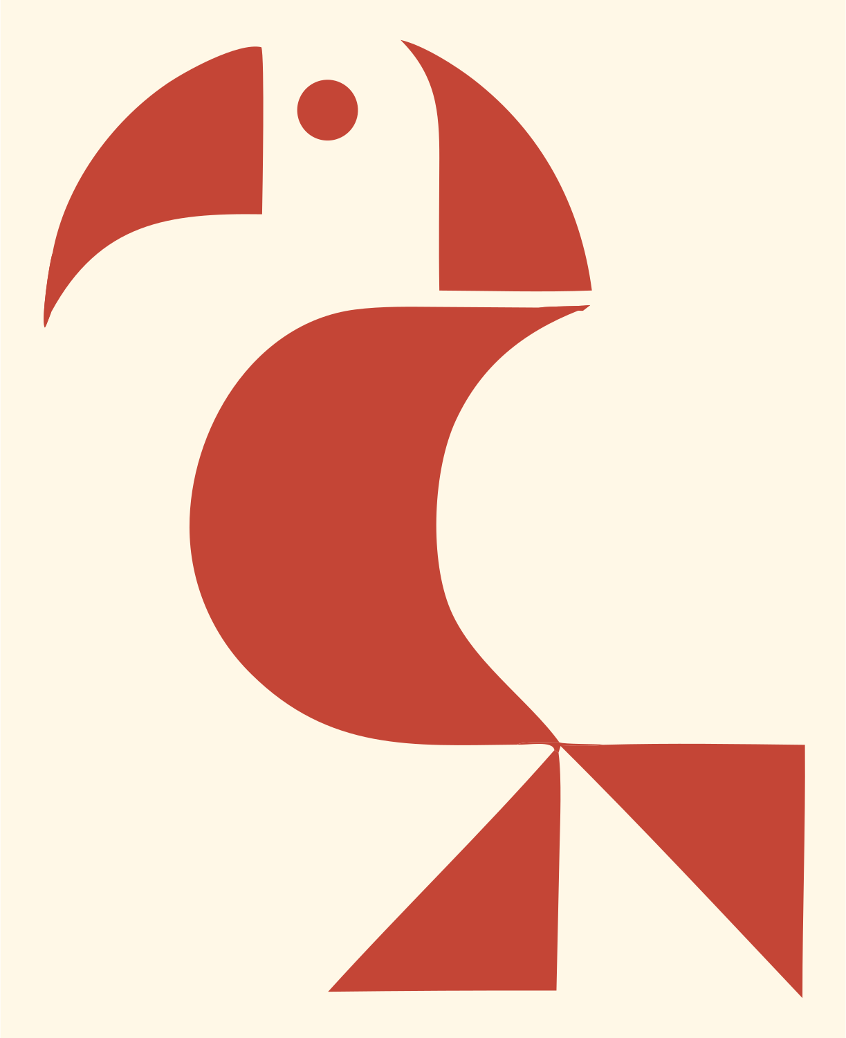 Geometric Toucan Bird Mark #fff8e7/#c44536