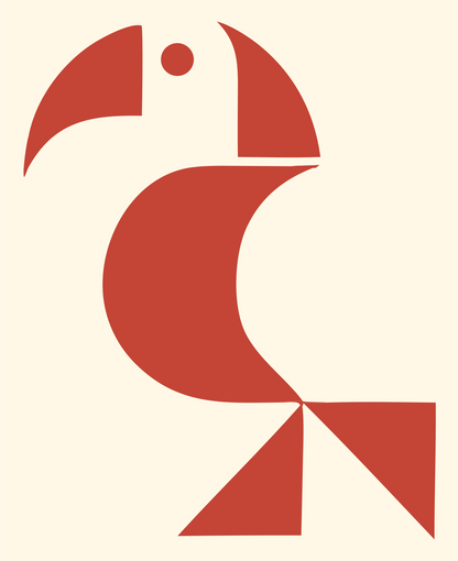 Geometric Toucan Bird Mark #fff8e7/#c44536