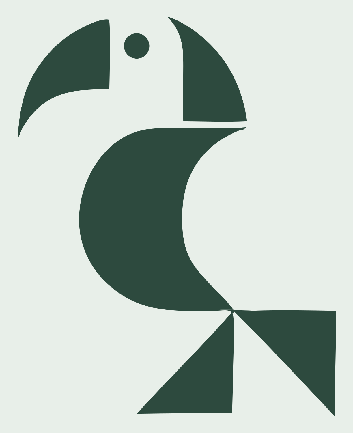Geometric Toucan Bird Mark #e8efe9/#2d4a3e