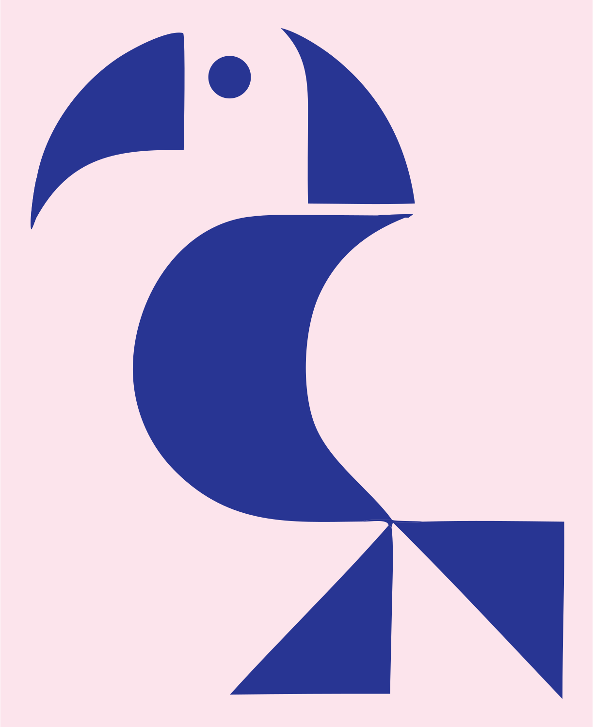 Geometric Toucan Bird Mark #fce4ec/#283593