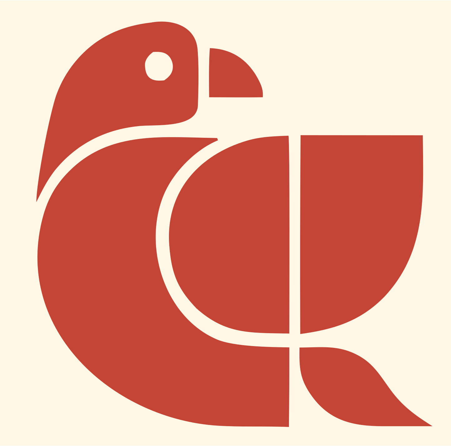 Geometric Parrot Body Mark #fff8e7/#c44536