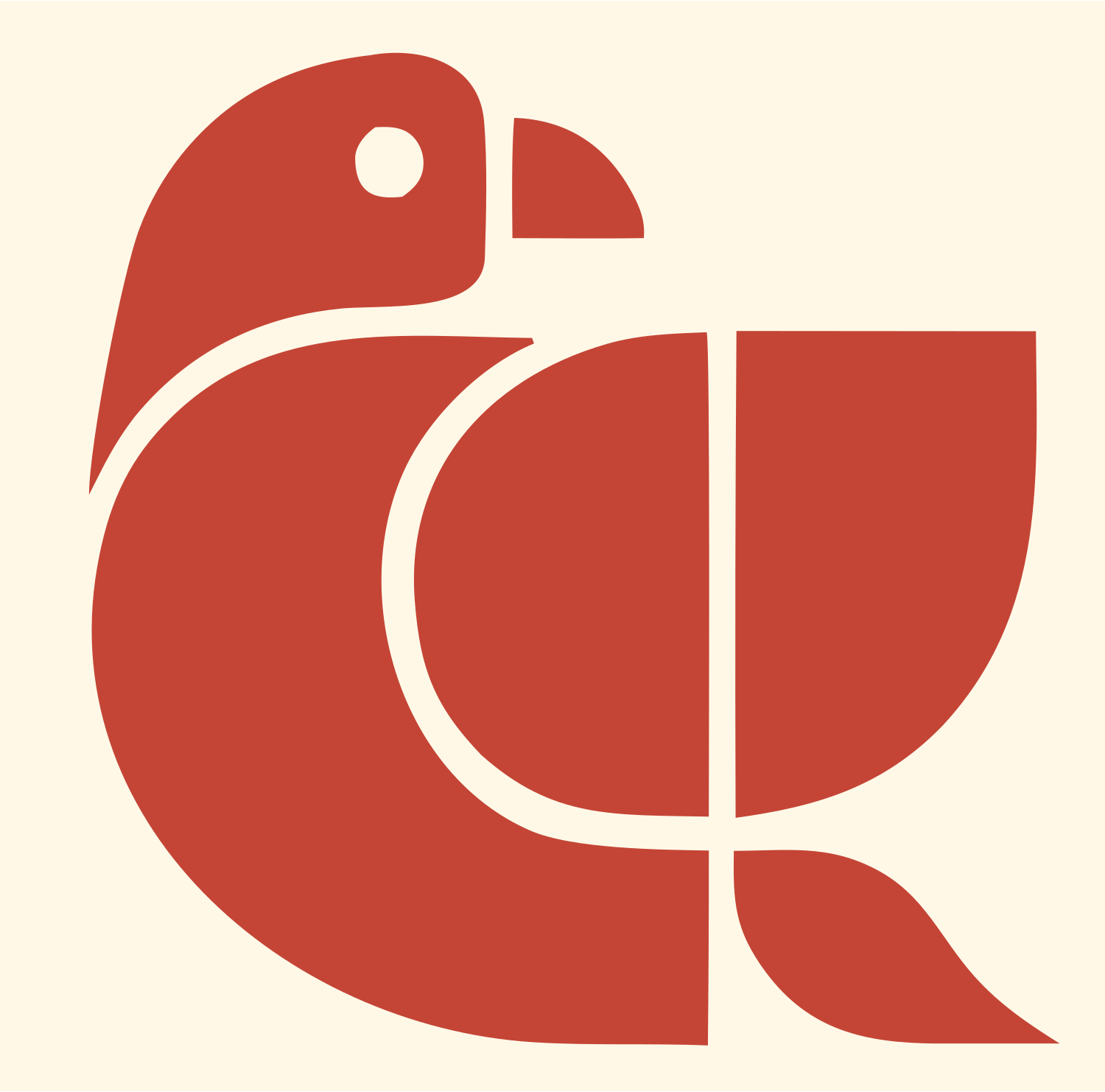 Geometric Parrot Body Mark #fff8e7/#c44536