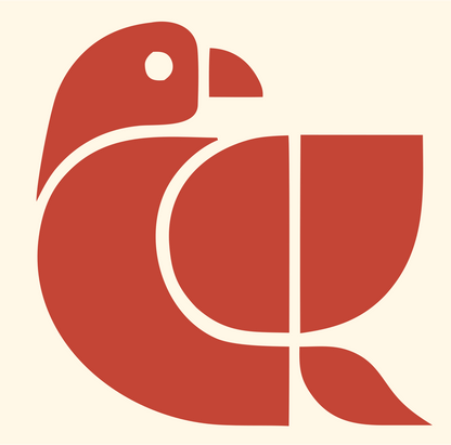 Geometric Parrot Body Mark #fff8e7/#c44536