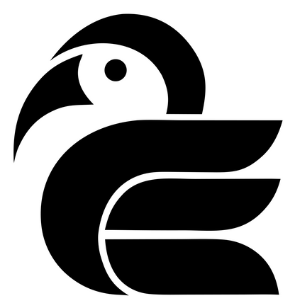 Geometric Pelican Sitting Badge #ffffff/#000000