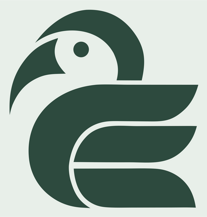 Geometric Pelican Sitting Badge #e8efe9/#2d4a3e