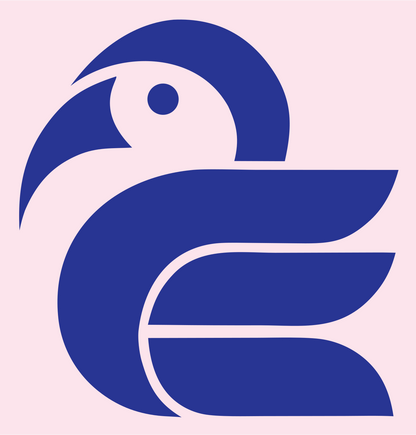 Geometric Pelican Sitting Badge #fce4ec/#283593