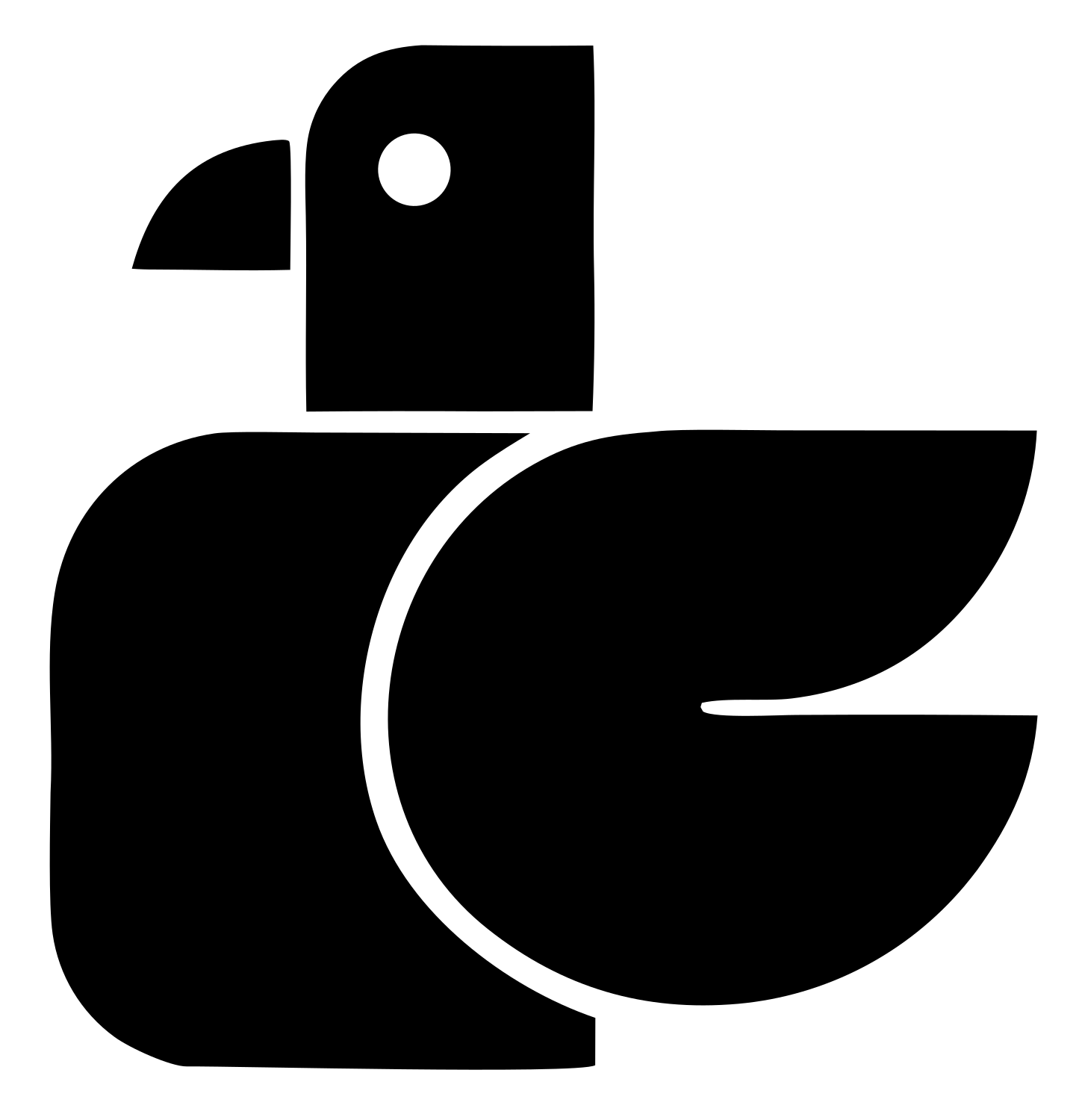 Geometric Pigeon Body Icon #ffffff/#000000
