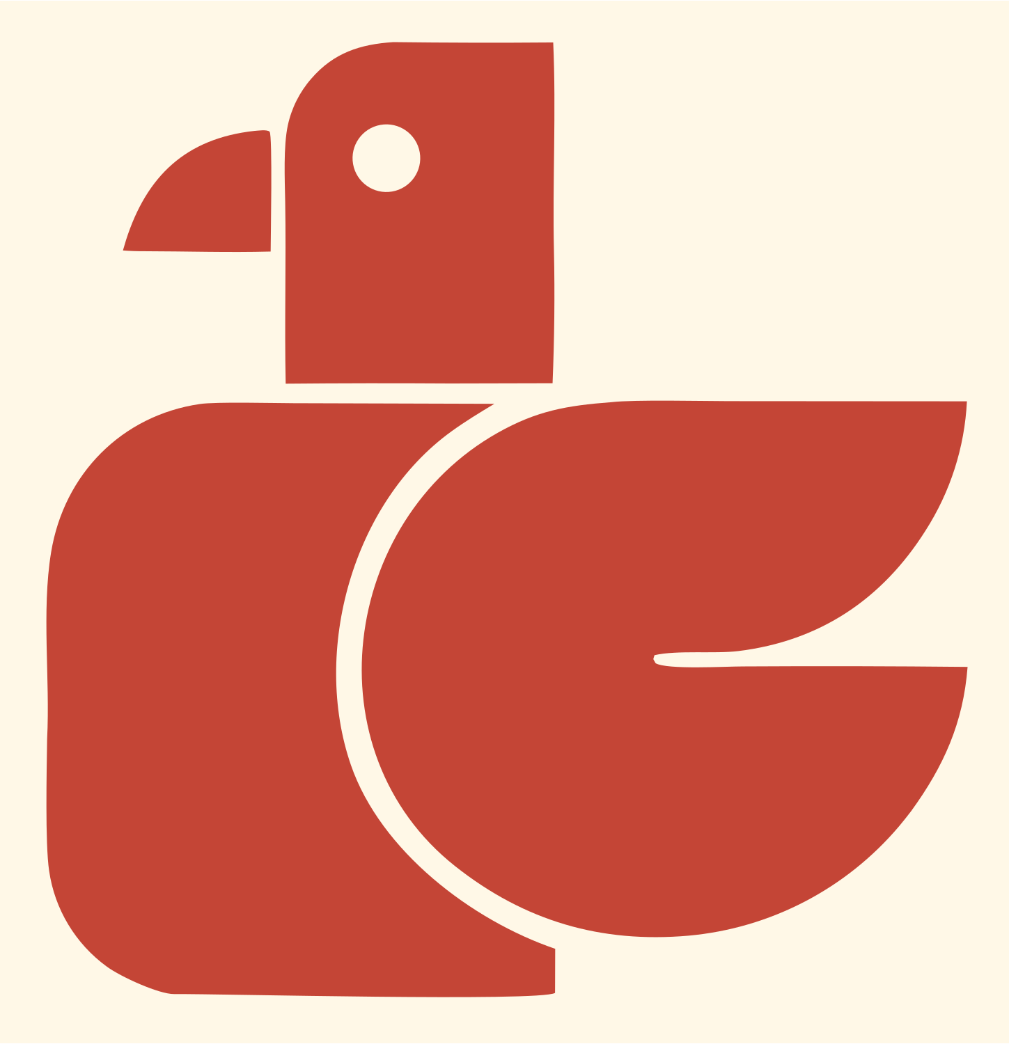 Geometric Pigeon Body Icon #fff8e7/#c44536