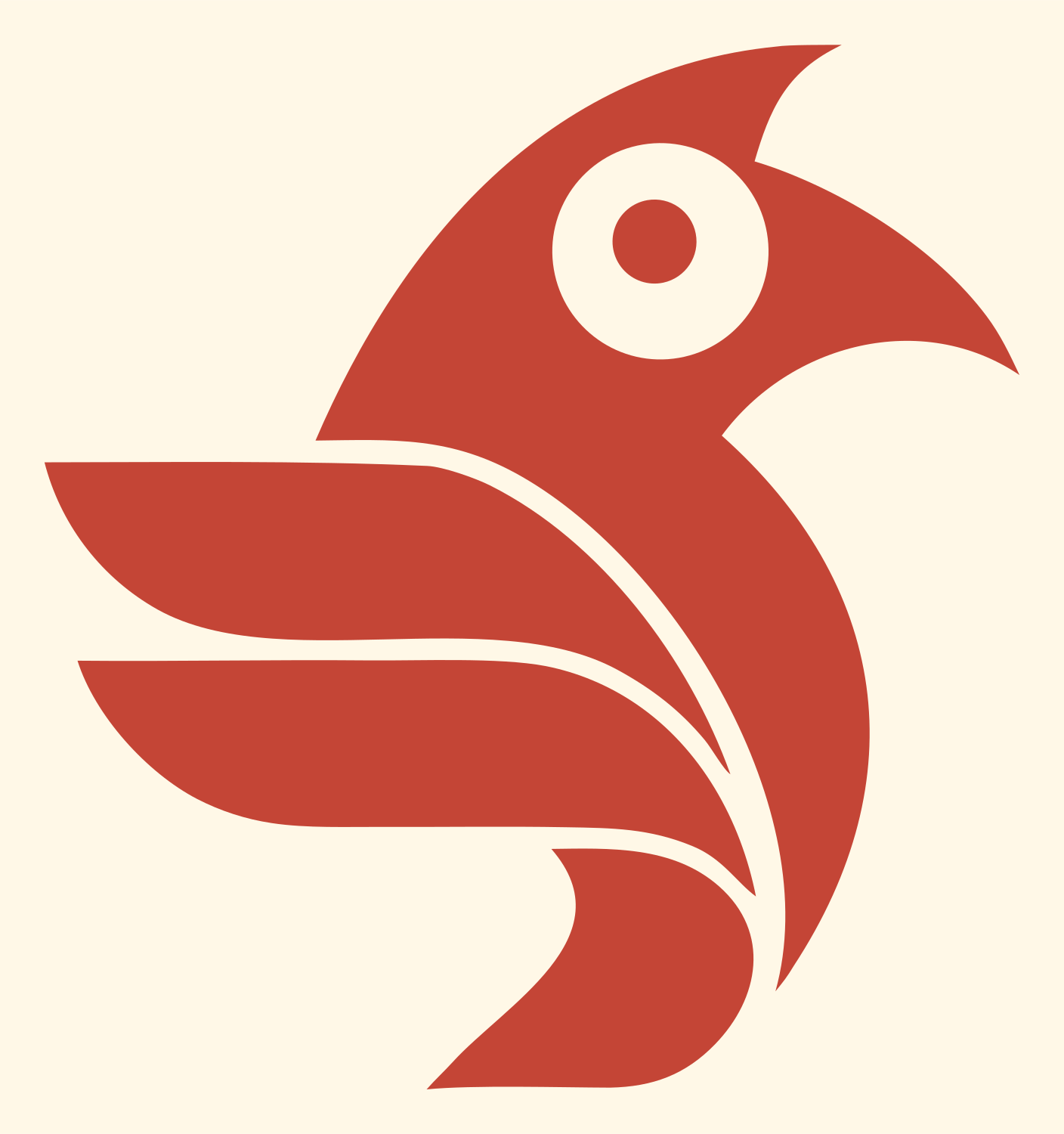 Geometric Raven Head Badge #fff8e7/#c44536