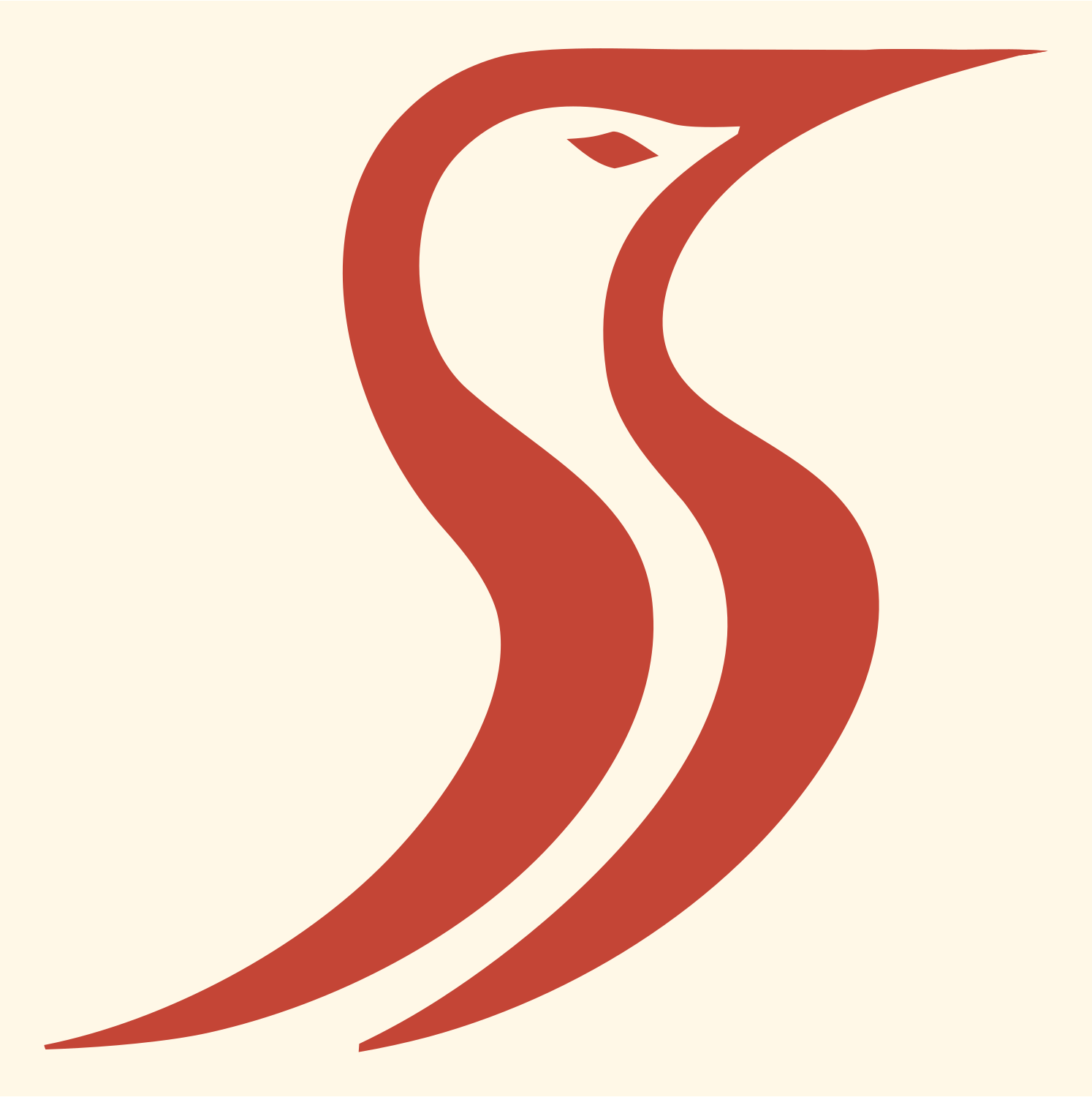 Monoline Penguin S-Curve Mark #fff8e7/#c44536
