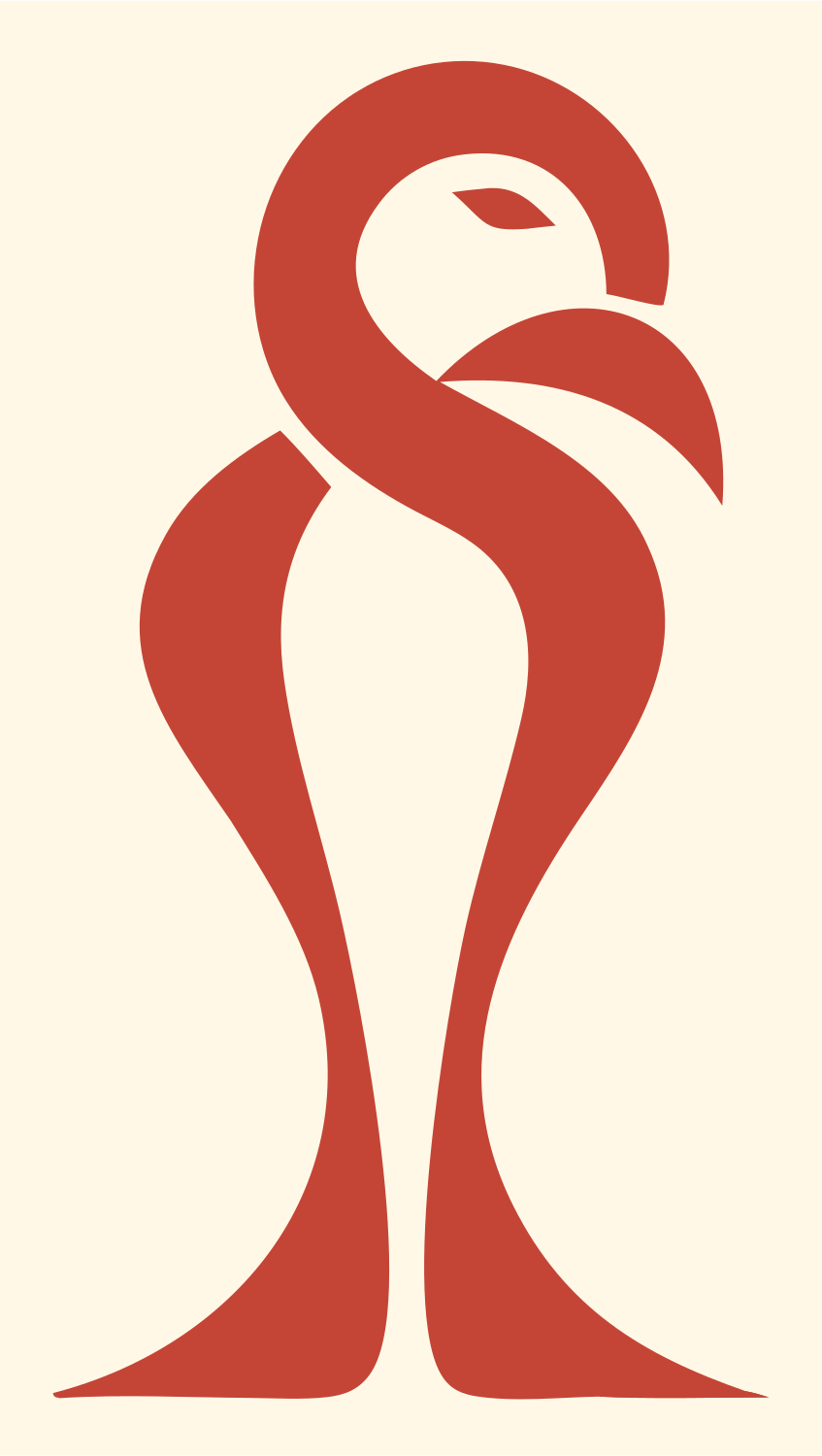 Monoline Flamingo Standing Mark #fff8e7/#c44536