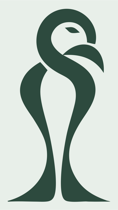 Monoline Flamingo Standing Mark #e8efe9/#2d4a3e