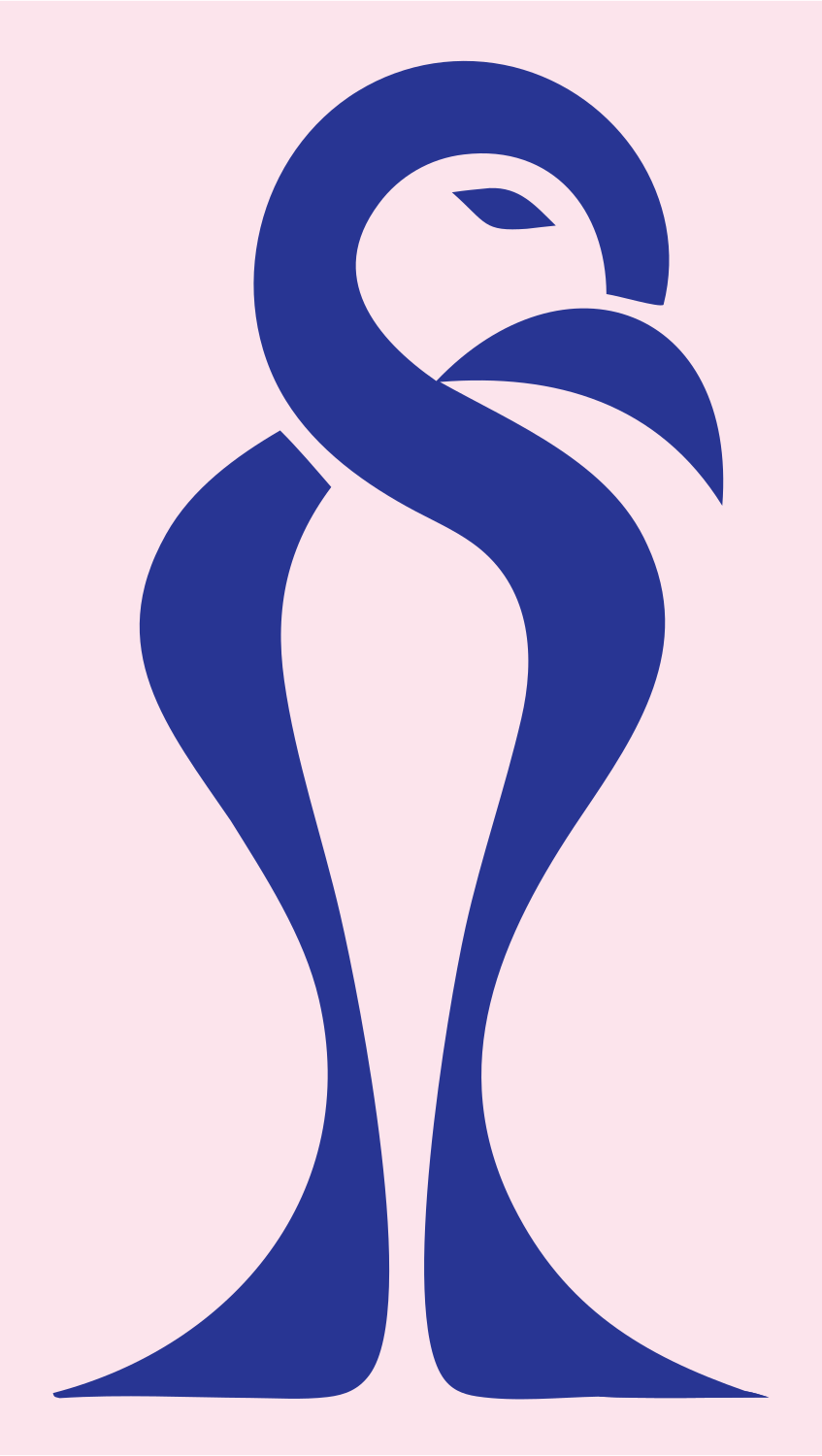 Monoline Flamingo Standing Mark #fce4ec/#283593