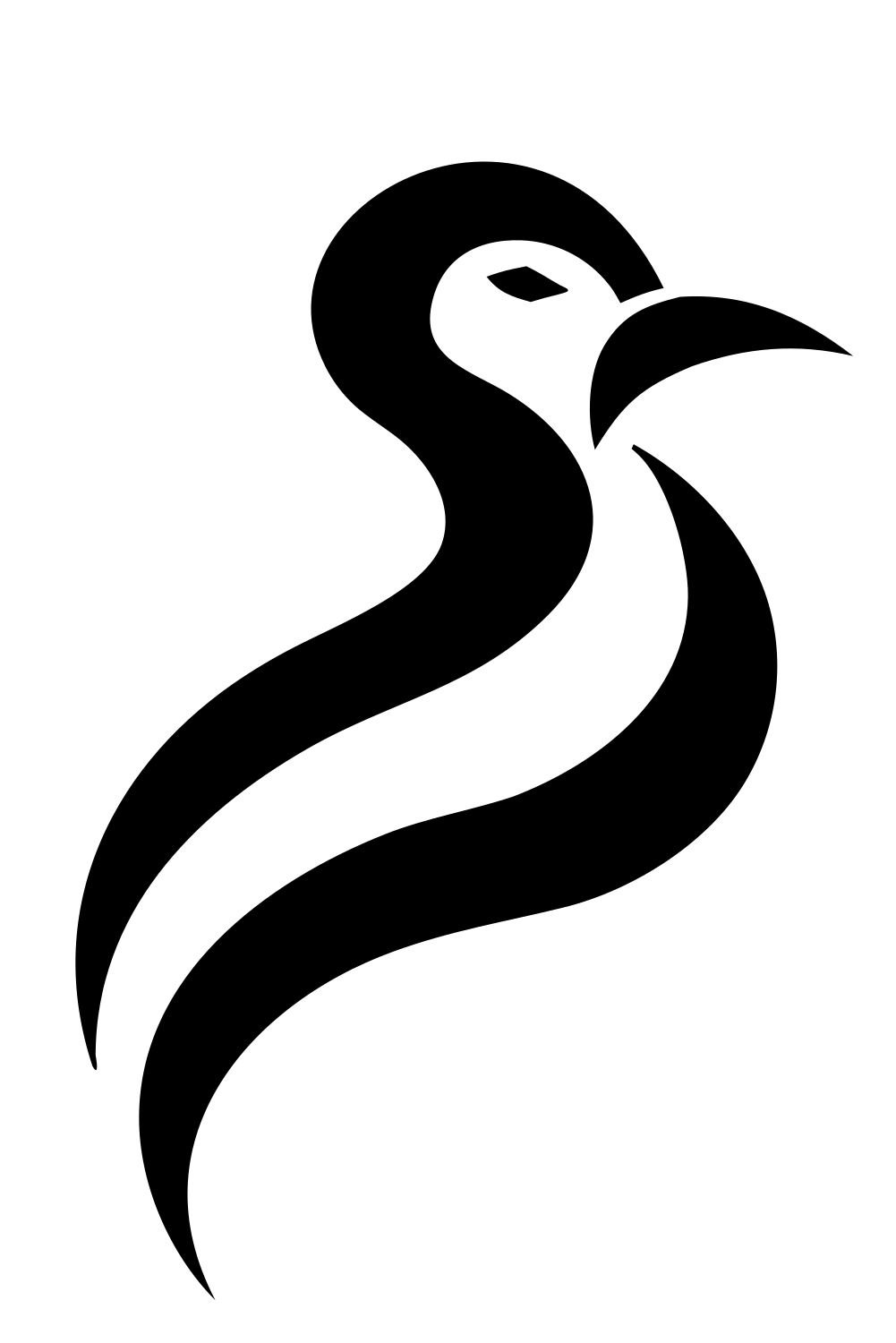 Monoline Penguin Head Logo #ffffff/#000000
