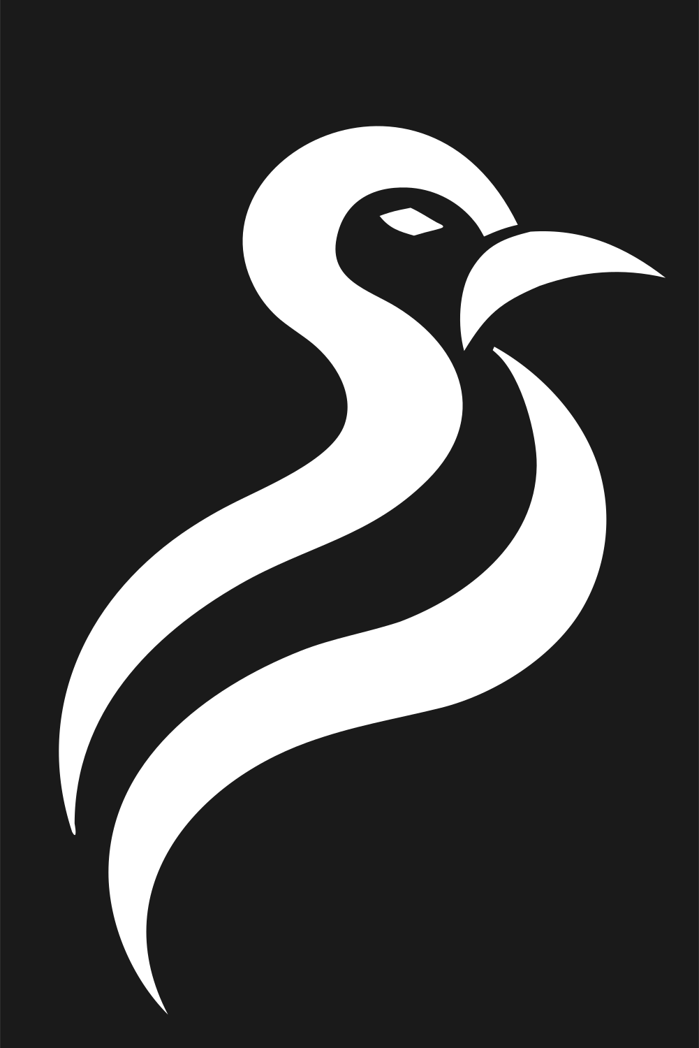 Monoline Penguin Head Logo #1a1a1a/#ffffff