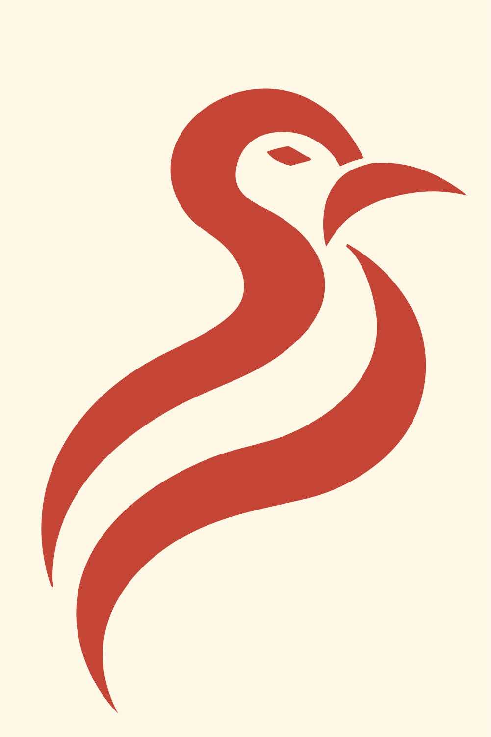 Monoline Penguin Head Logo #fff8e7/#c44536