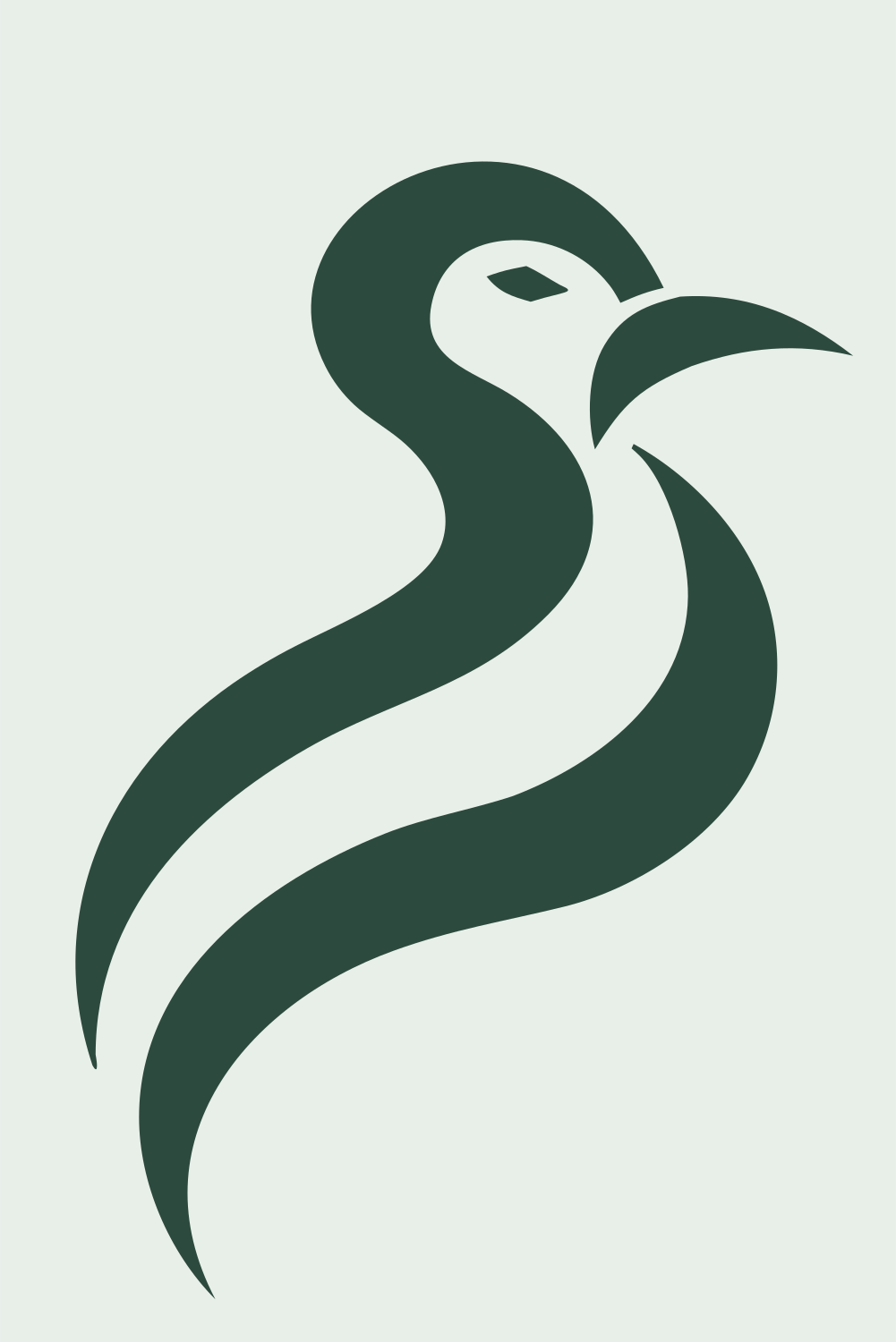 Monoline Penguin Head Logo #e8efe9/#2d4a3e