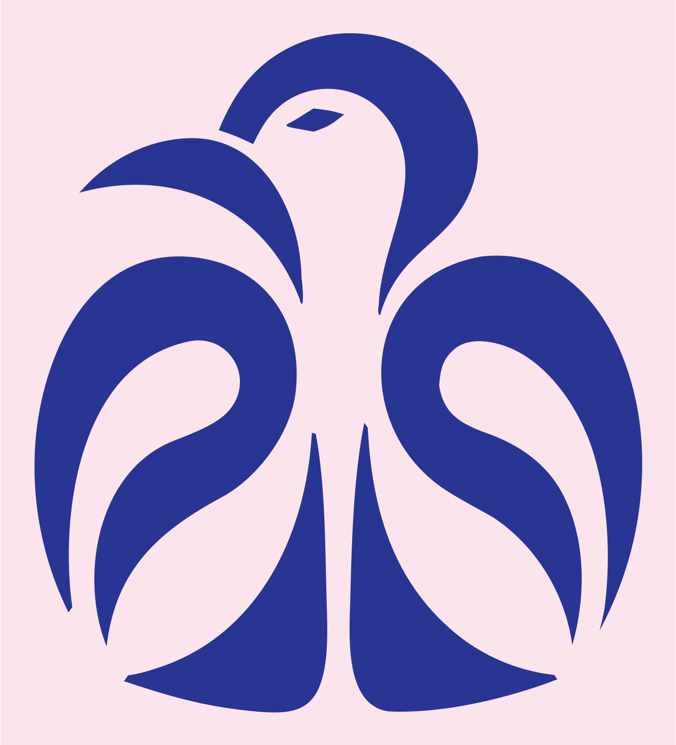 Monoline Peacock Spread Crest #fce4ec/#283593