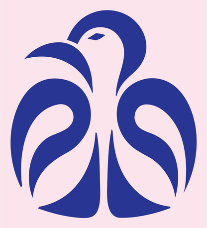 Monoline Peacock Spread Crest #fce4ec/#283593