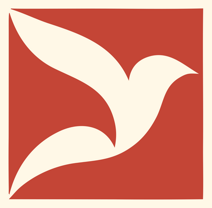 Negative Space Dove Flight Mark #fff8e7/#c44536