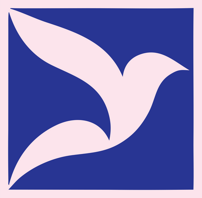 Negative Space Dove Flight Mark #fce4ec/#283593