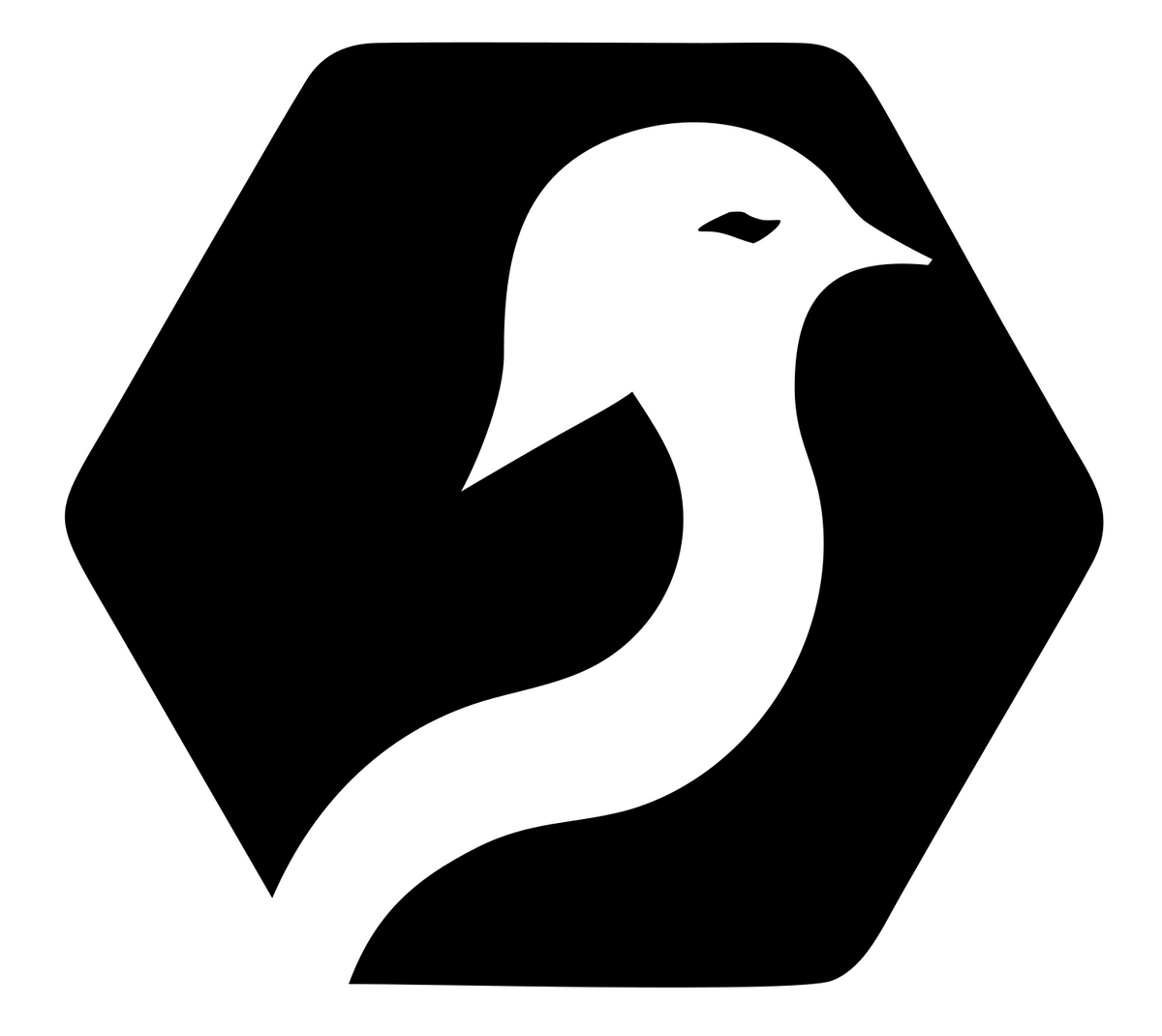 Negative Space Bird Hexagon Badge #ffffff/#000000