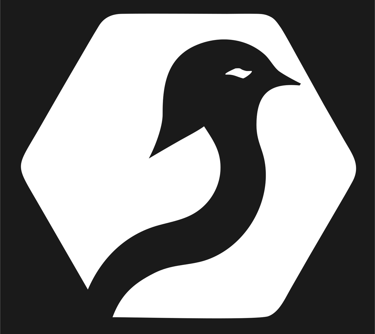 Negative Space Bird Hexagon Badge #1a1a1a/#ffffff