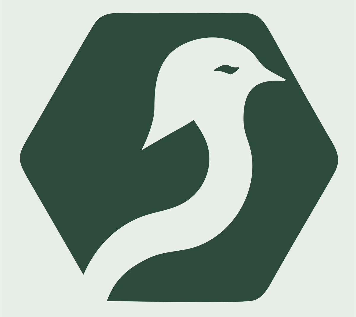 Negative Space Bird Hexagon Badge #e8efe9/#2d4a3e