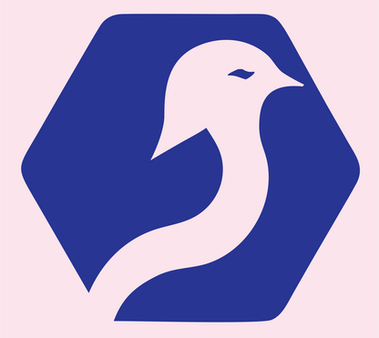 Negative Space Bird Hexagon Badge #fce4ec/#283593