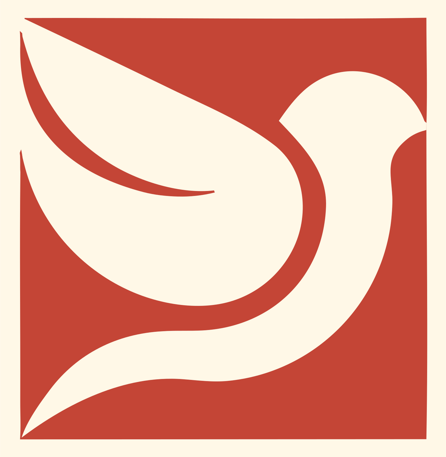 Negative Space Dove Flight Mark #fff8e7/#c44536