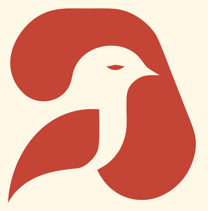 Negative Space Dove Sitting Mark #fff8e7/#c44536