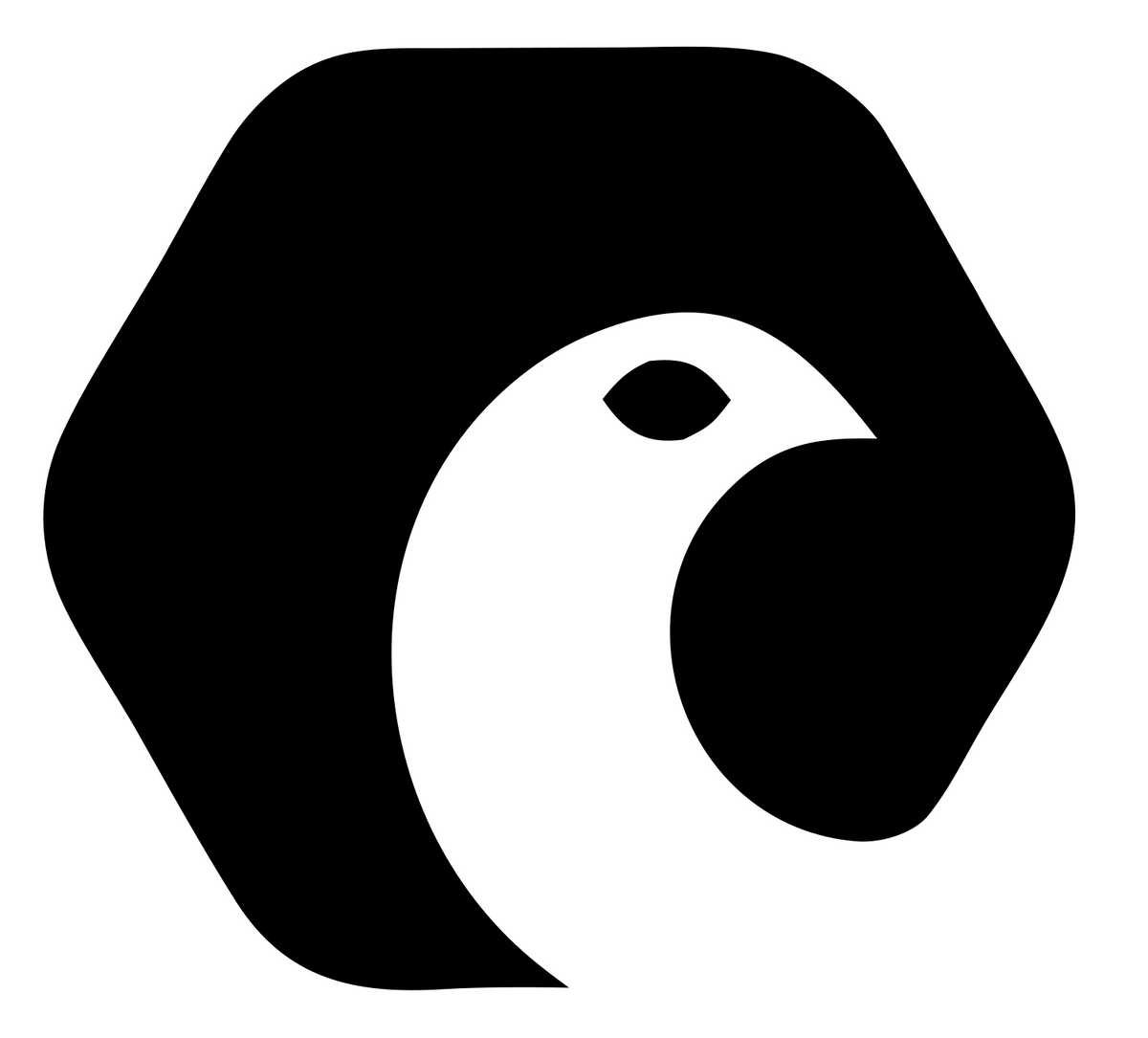 Negative Space Bird Hexagon Badge #ffffff/#000000