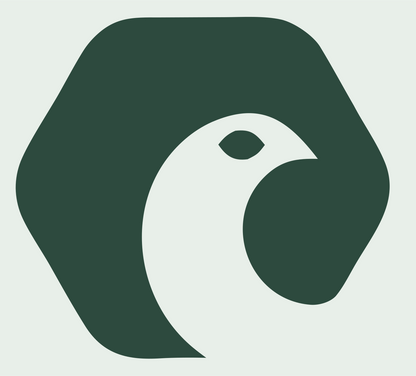 Negative Space Bird Hexagon Badge #e8efe9/#2d4a3e