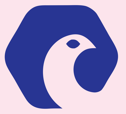 Negative Space Bird Hexagon Badge #fce4ec/#283593