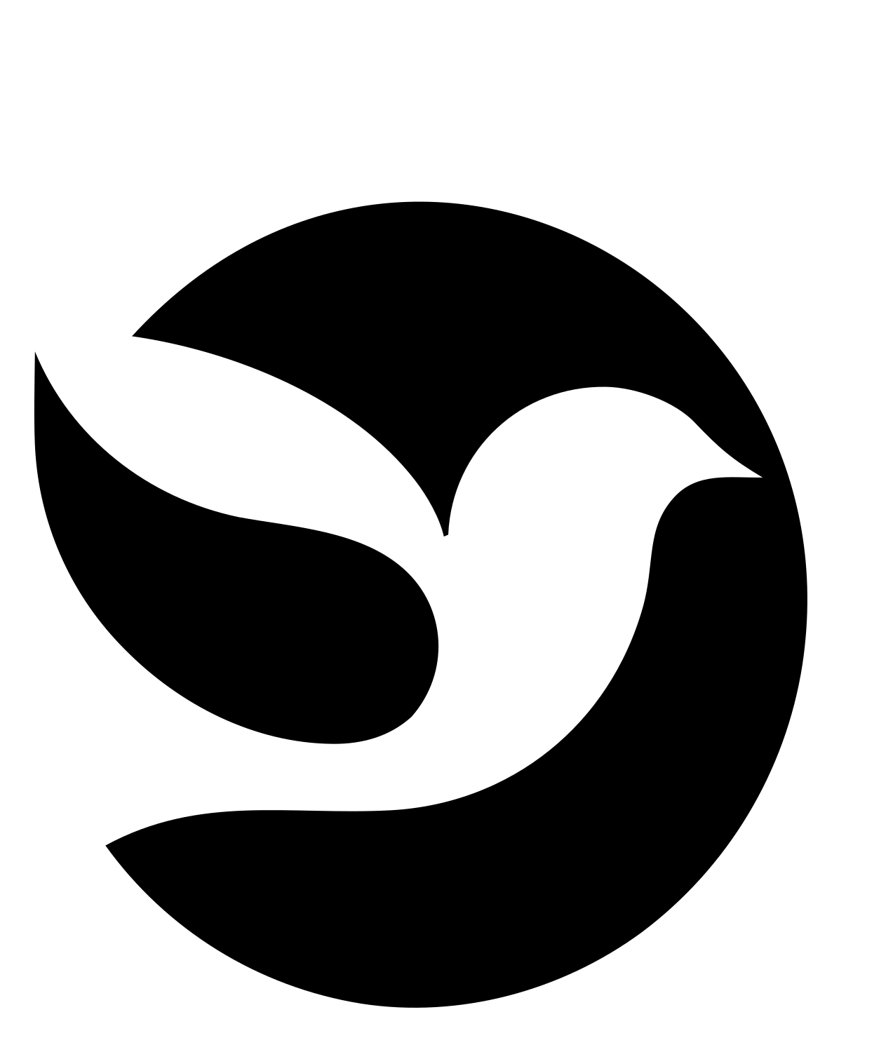 Negative Space Dove Circle Mark #ffffff/#000000