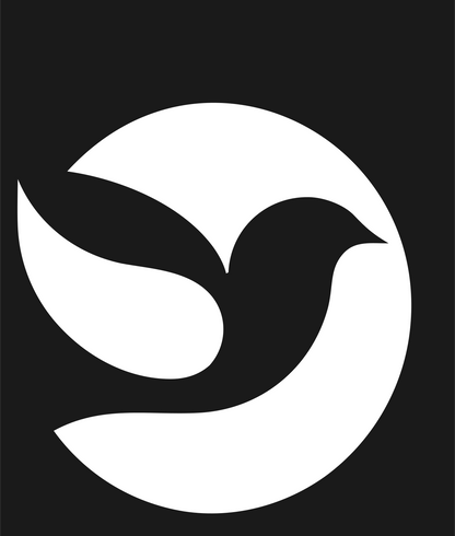 Negative Space Dove Circle Mark #1a1a1a/#ffffff