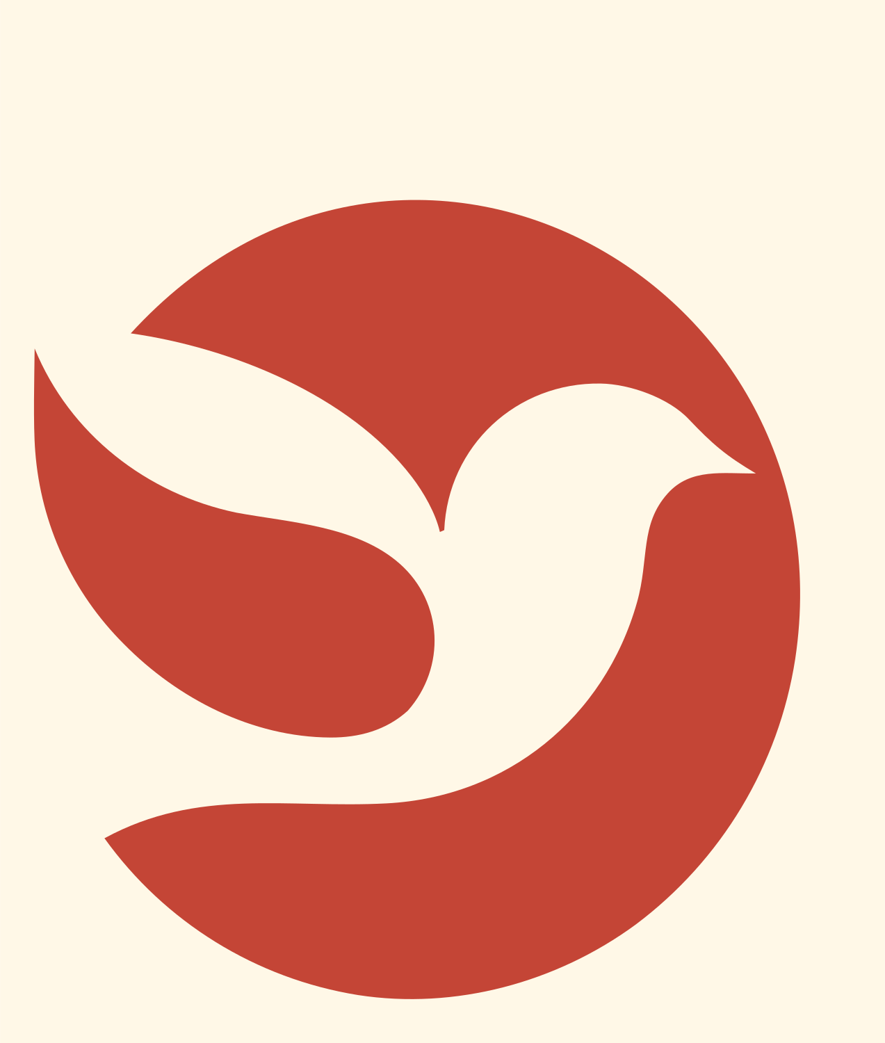 Negative Space Dove Circle Mark #fff8e7/#c44536