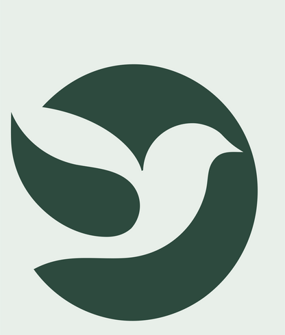 Negative Space Dove Circle Mark #e8efe9/#2d4a3e