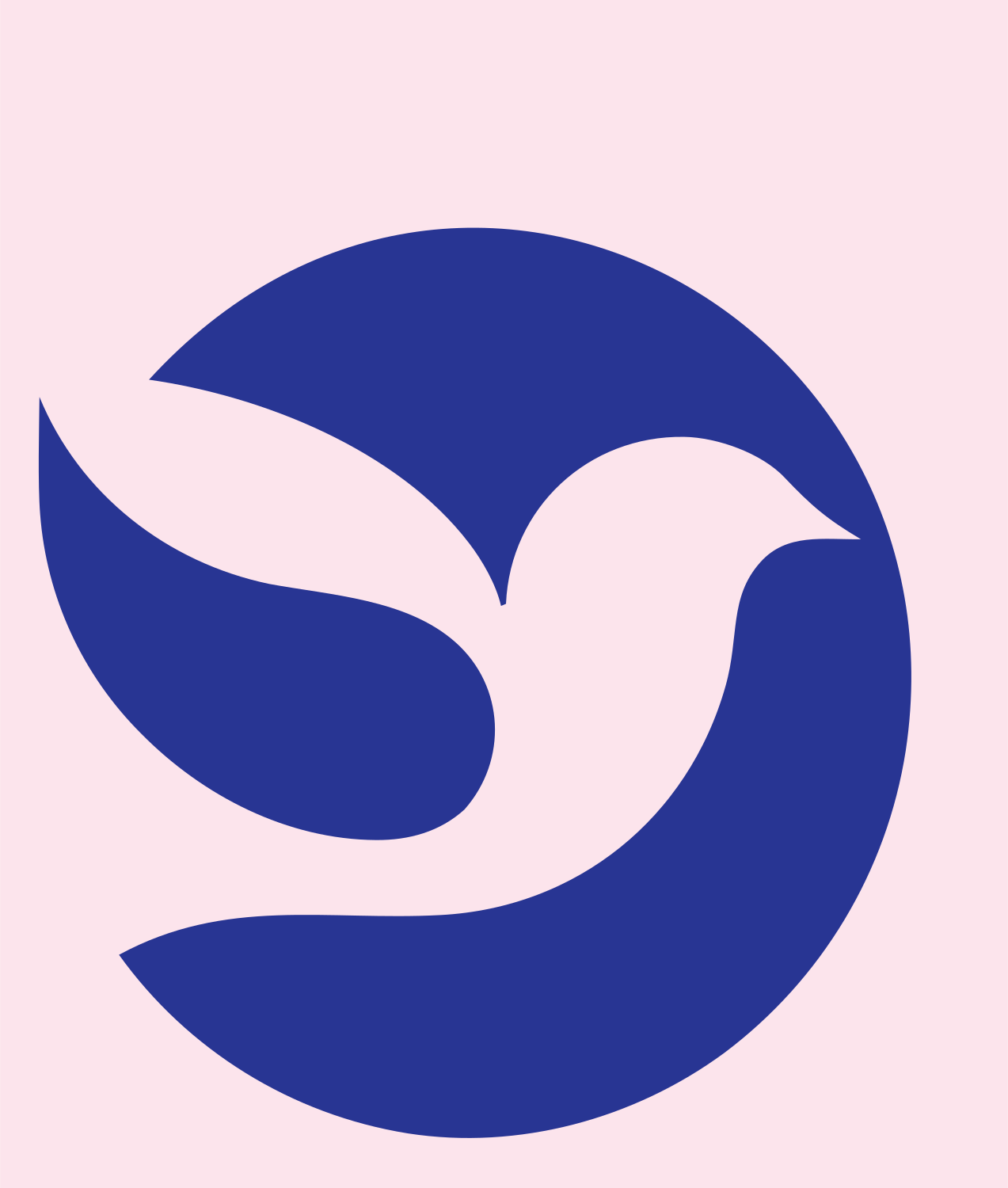 Negative Space Dove Circle Mark #fce4ec/#283593