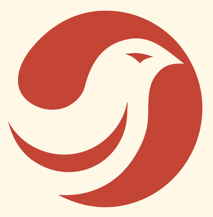 Negative Space Dove Circle Badge #fff8e7/#c44536