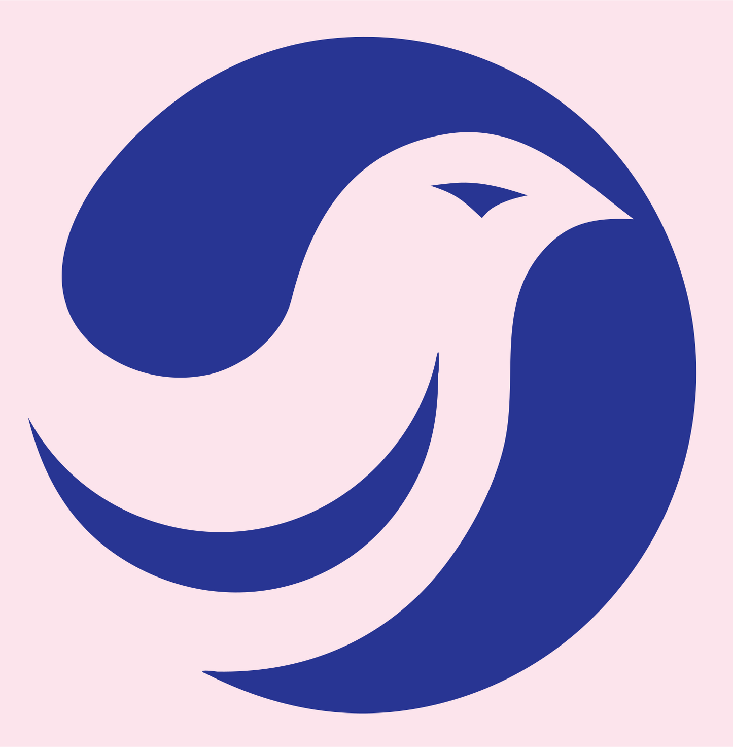 Negative Space Dove Circle Badge #fce4ec/#283593