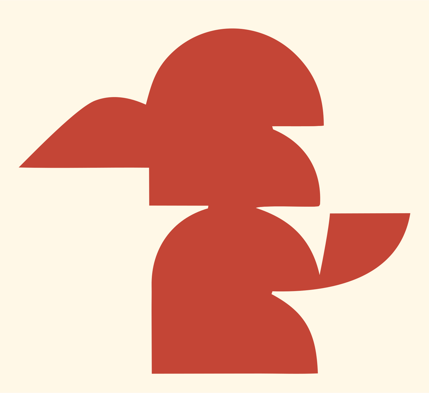 Blocky Kookaburra Sitting Mark #fff8e7/#c44536