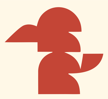 Blocky Kookaburra Sitting Mark #fff8e7/#c44536