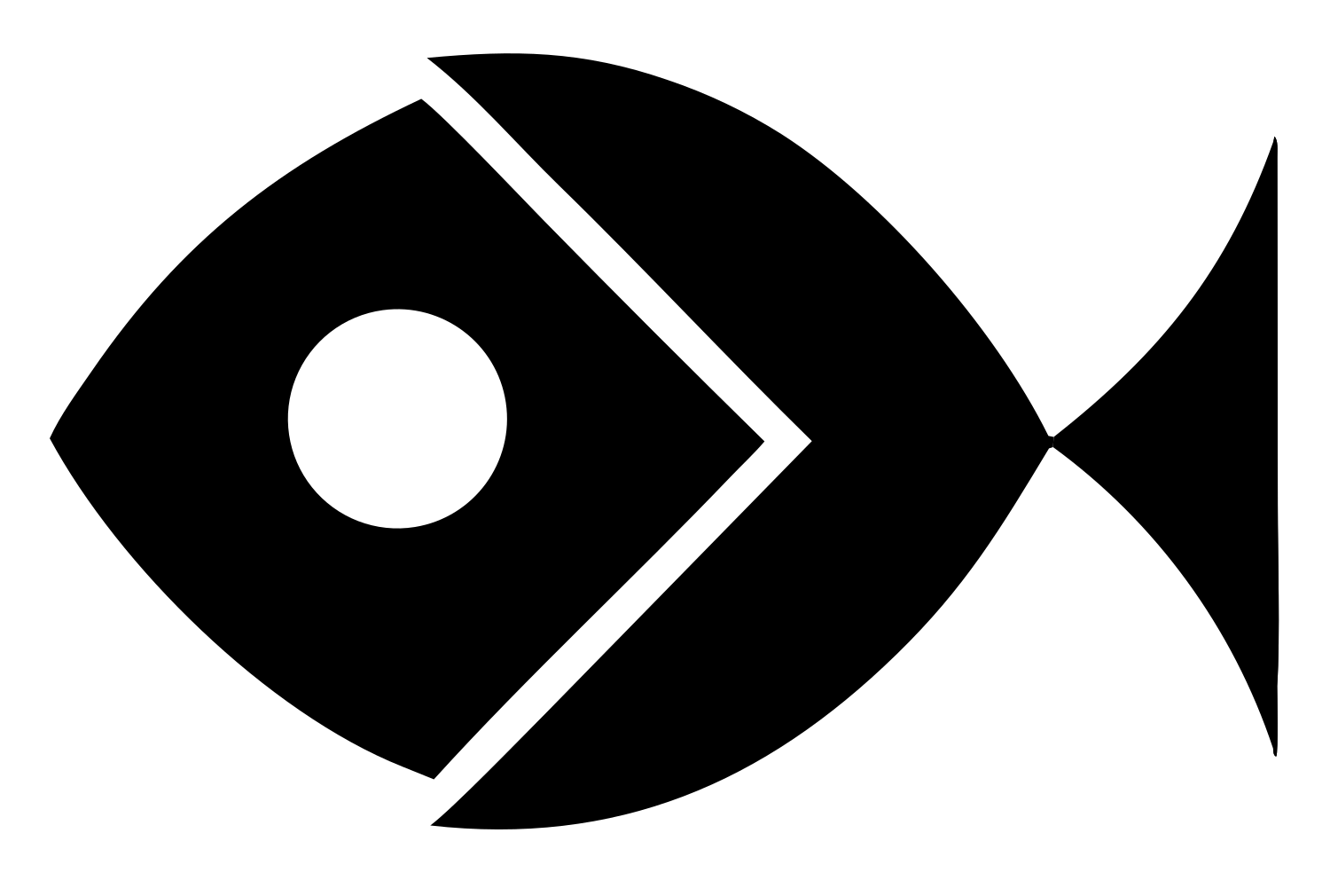 Bold Geometric Fish Mark #ffffff/#000000