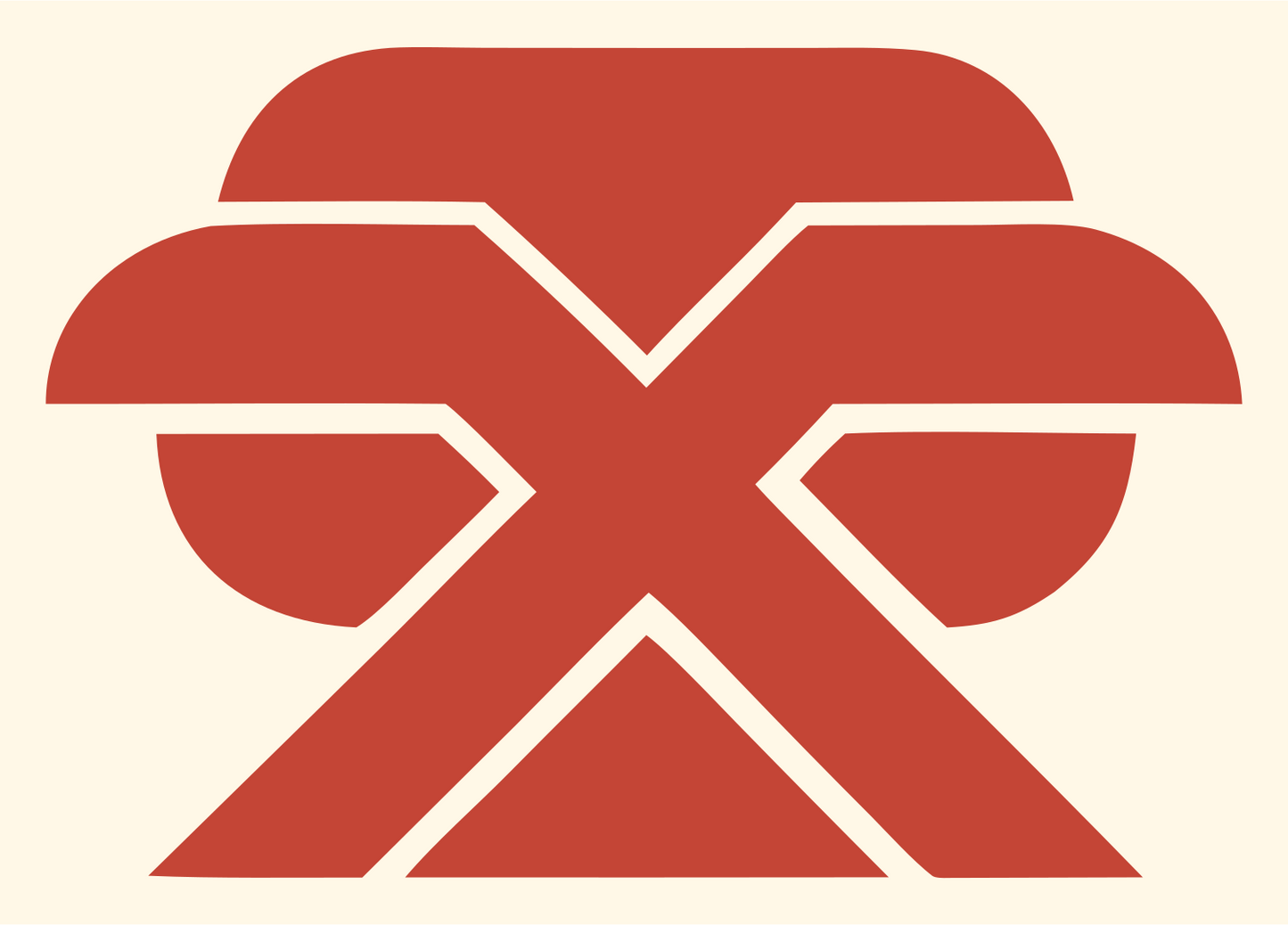 Bold X Cross Sushi Mark #fff8e7/#c44536