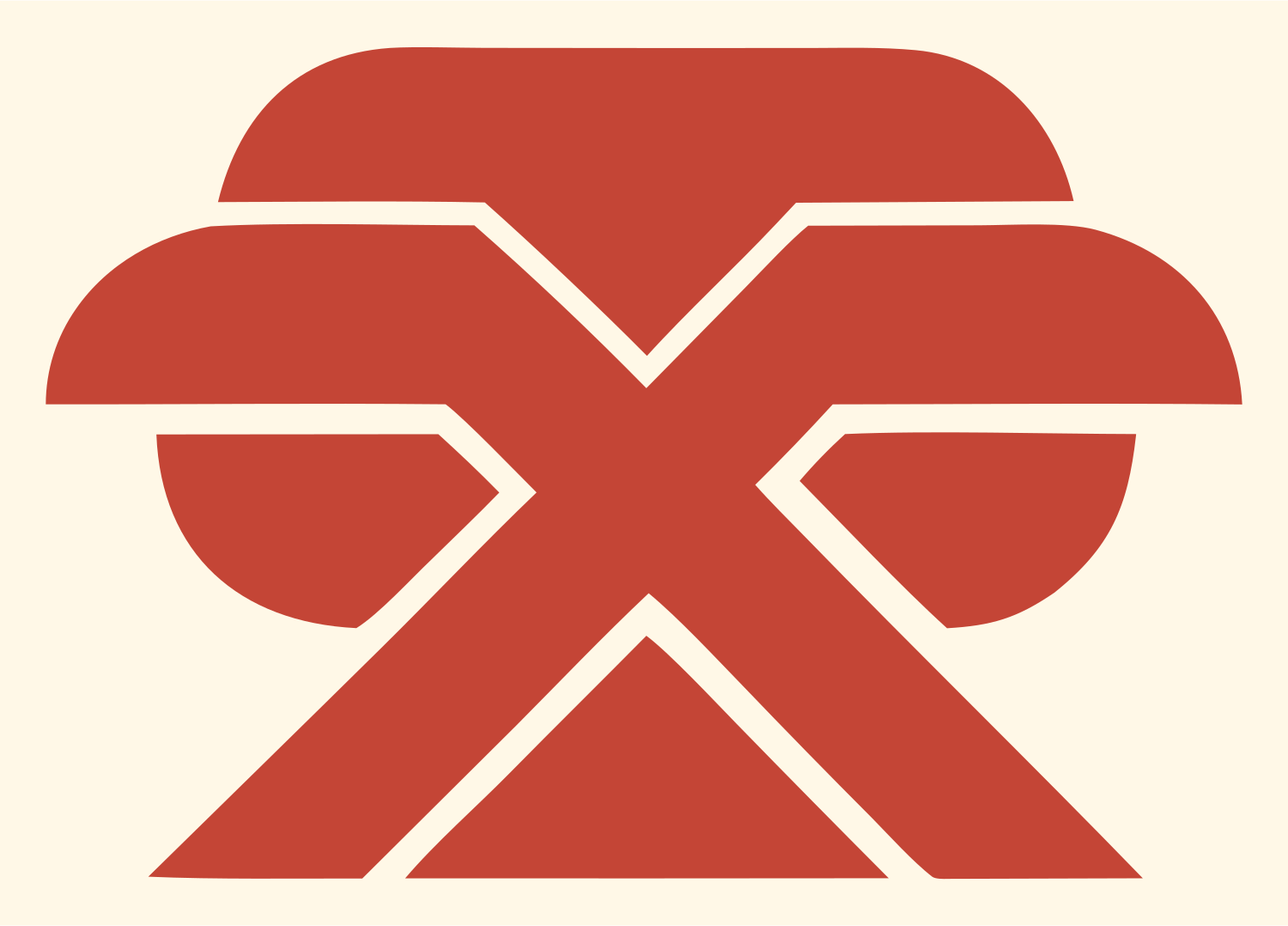 Bold X Cross Sushi Mark #fff8e7/#c44536