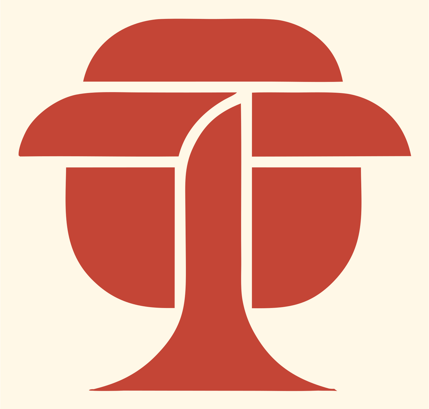 Geometric Tree Sushi Mark #fff8e7/#c44536