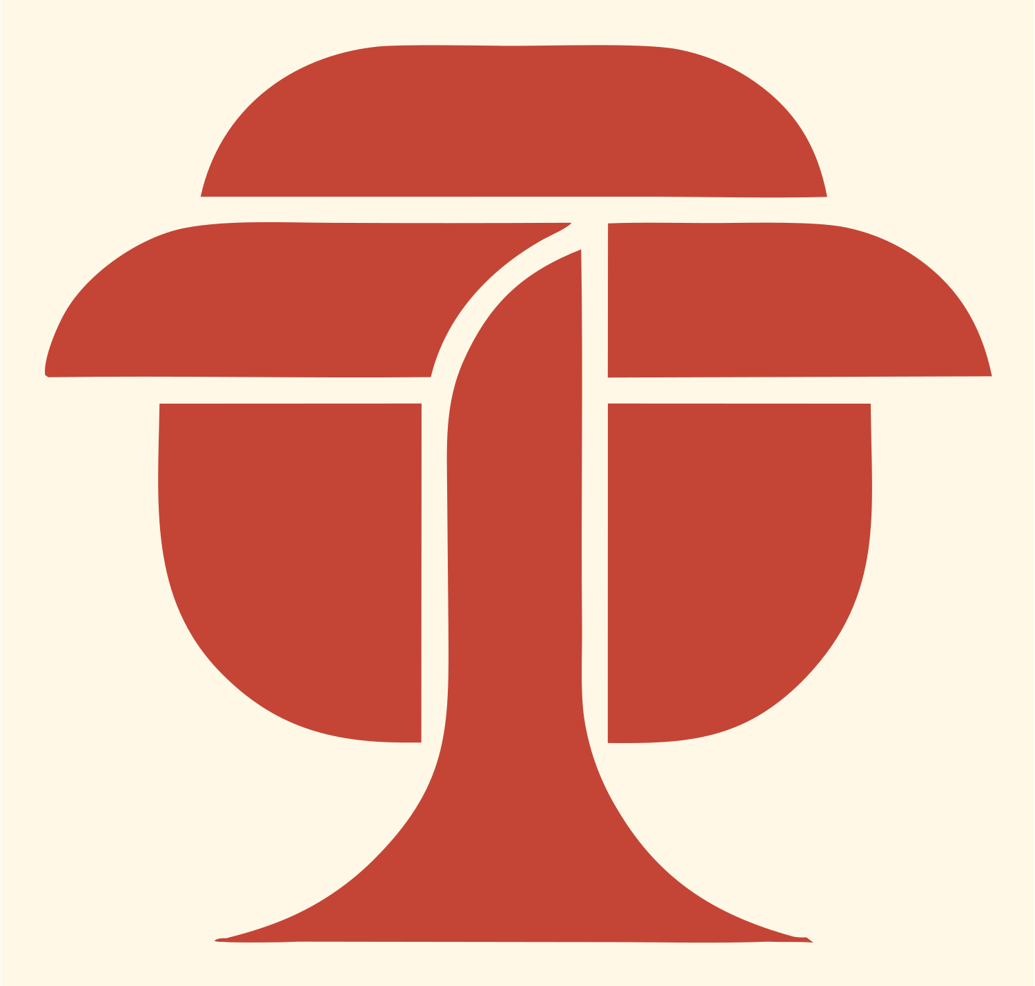 Geometric Tree Sushi Mark #fff8e7/#c44536