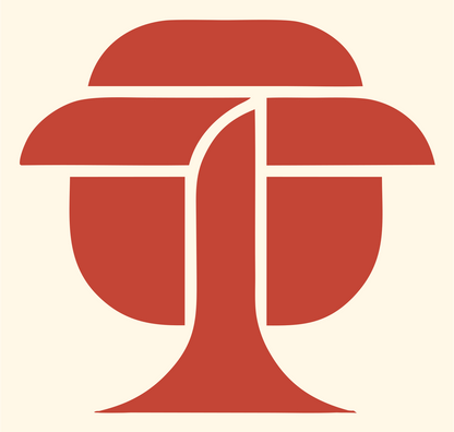 Geometric Tree Sushi Mark #fff8e7/#c44536