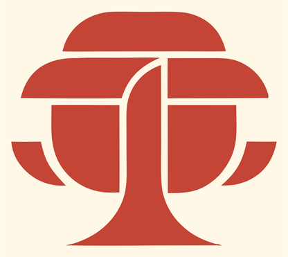 Bold Canopy Tree Emblem #fff8e7/#c44536